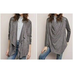 Anthropologie BlankNYC Size Small Gray Draped Faux Suede And Zip Leather Jacket